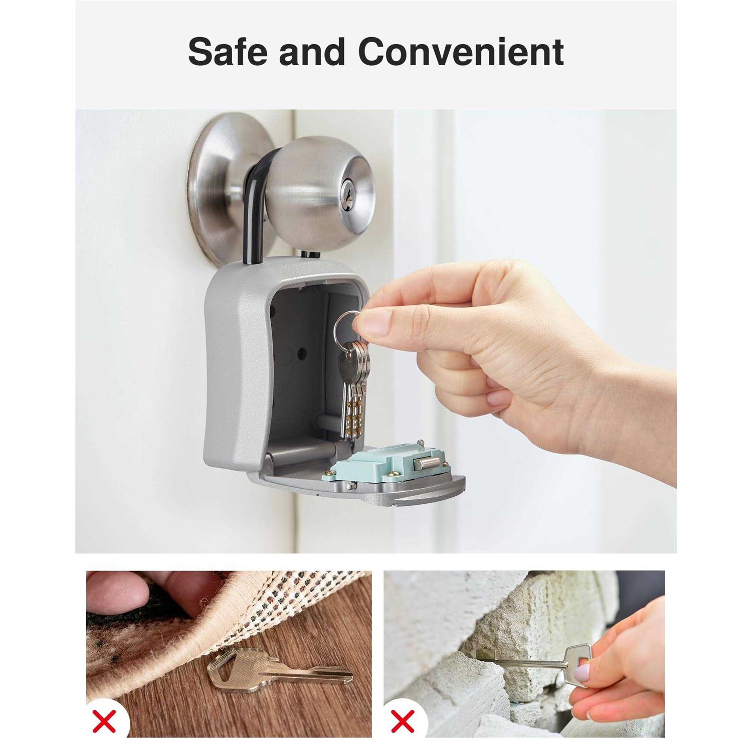 Puroma Key Lock Box Portable Combination Lockbox Wall-Mounted Key Storage Box for House Keys - Image 5