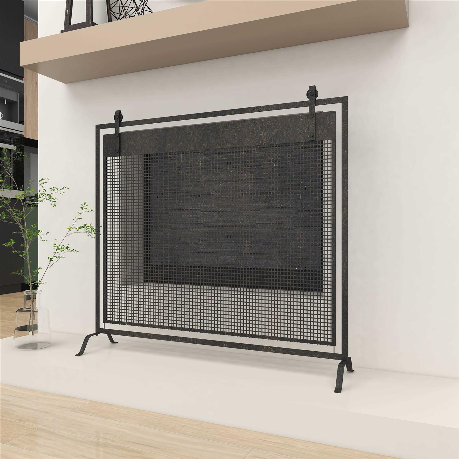 Grayson Lane Black Metal Contemporary Fireplace Screen - Image 4