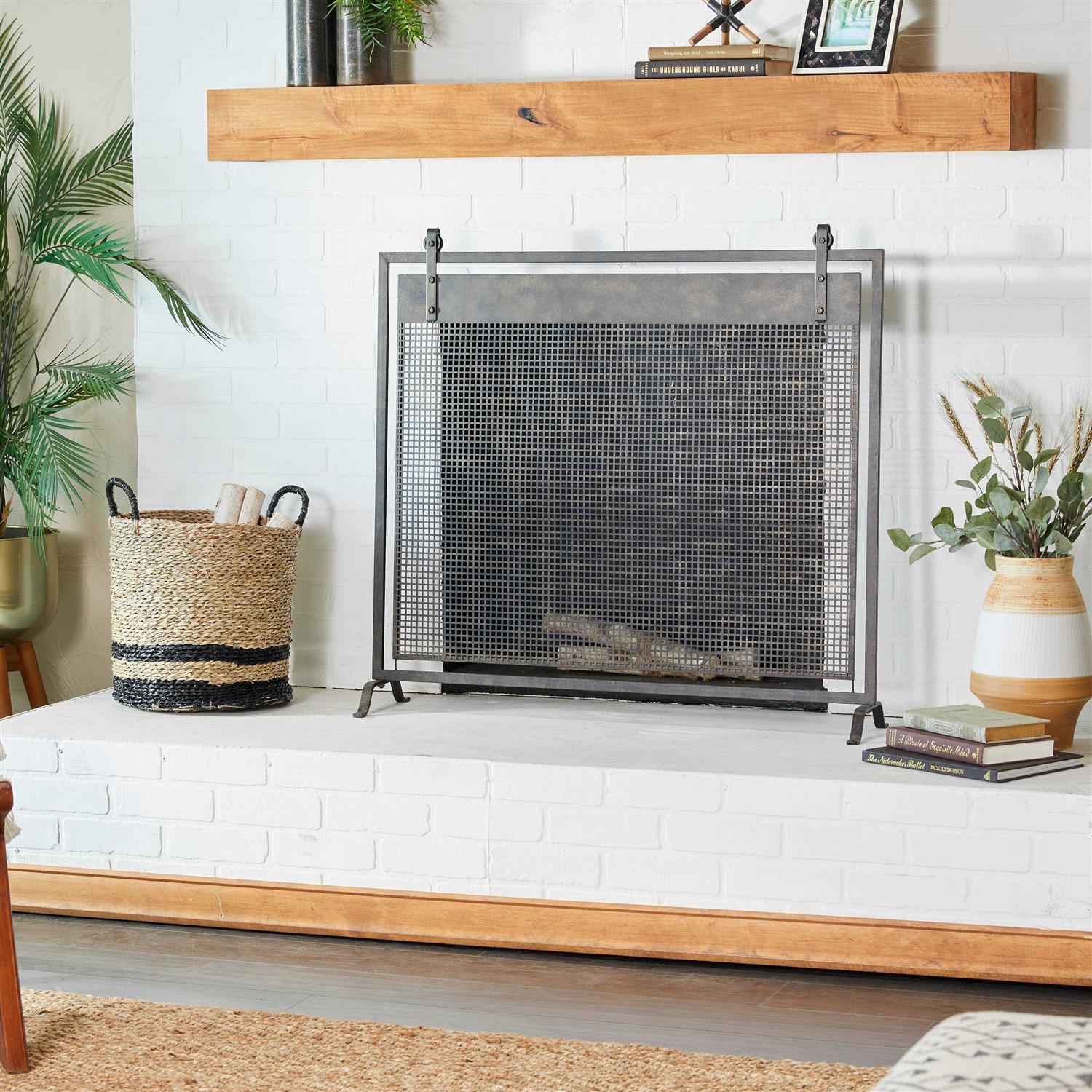 Grayson Lane Black Metal Contemporary Fireplace Screen - Image 5