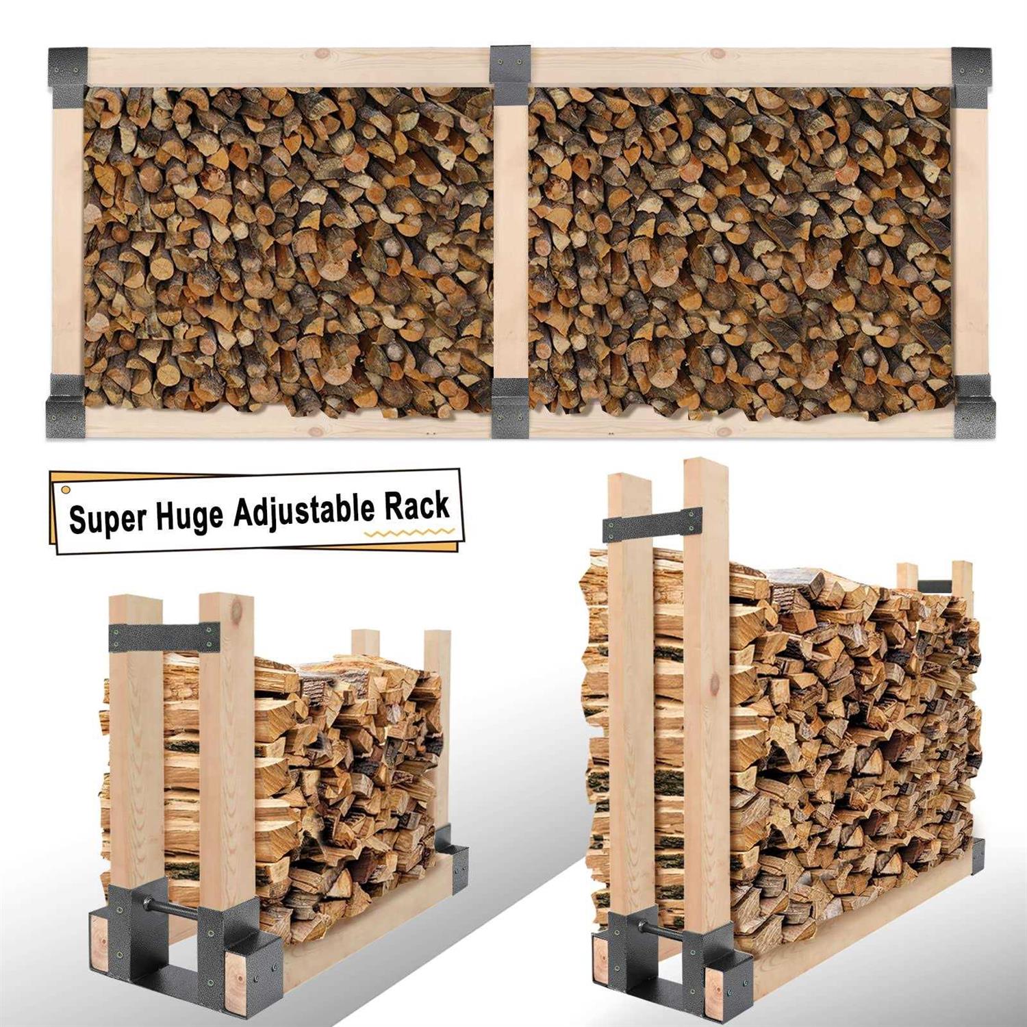 Mofeez Outdoor Firewood Log Storage Rack 2x4 Bracket Kit Fireplace Wood Storage Holder - Image 4