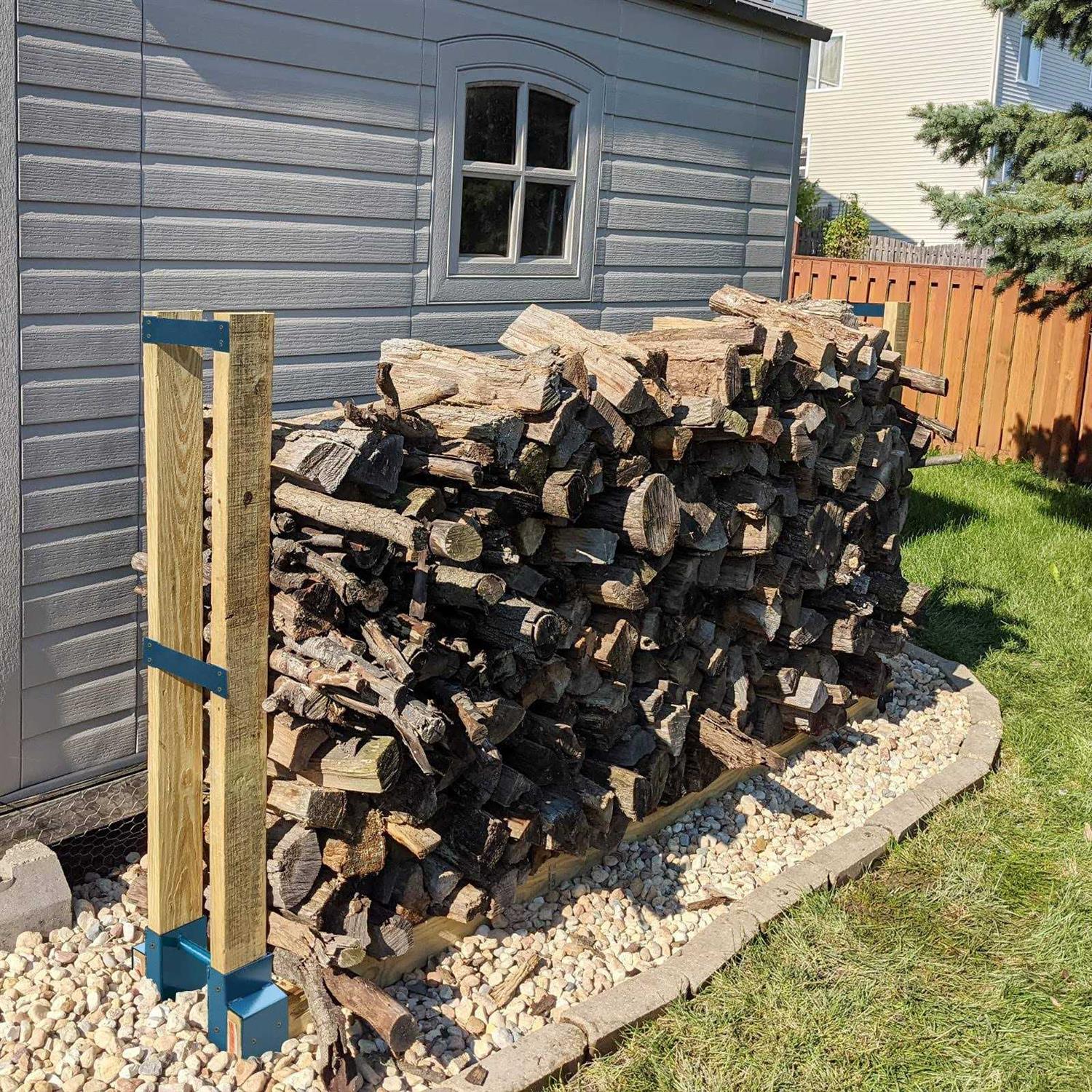 Mofeez Outdoor Firewood Log Storage Rack 2x4 Bracket Kit Fireplace Wood Storage Holder - Image 4