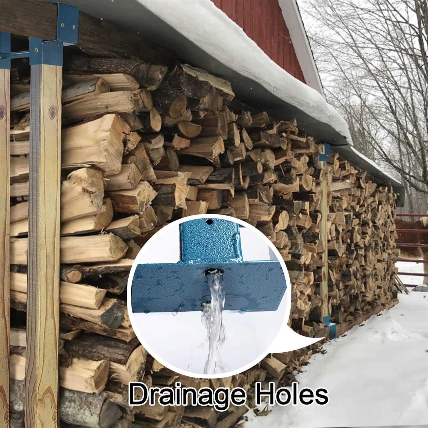 Mofeez Outdoor Firewood Log Storage Rack 2x4 Bracket Kit Fireplace Wood Storage Holder - Image 5