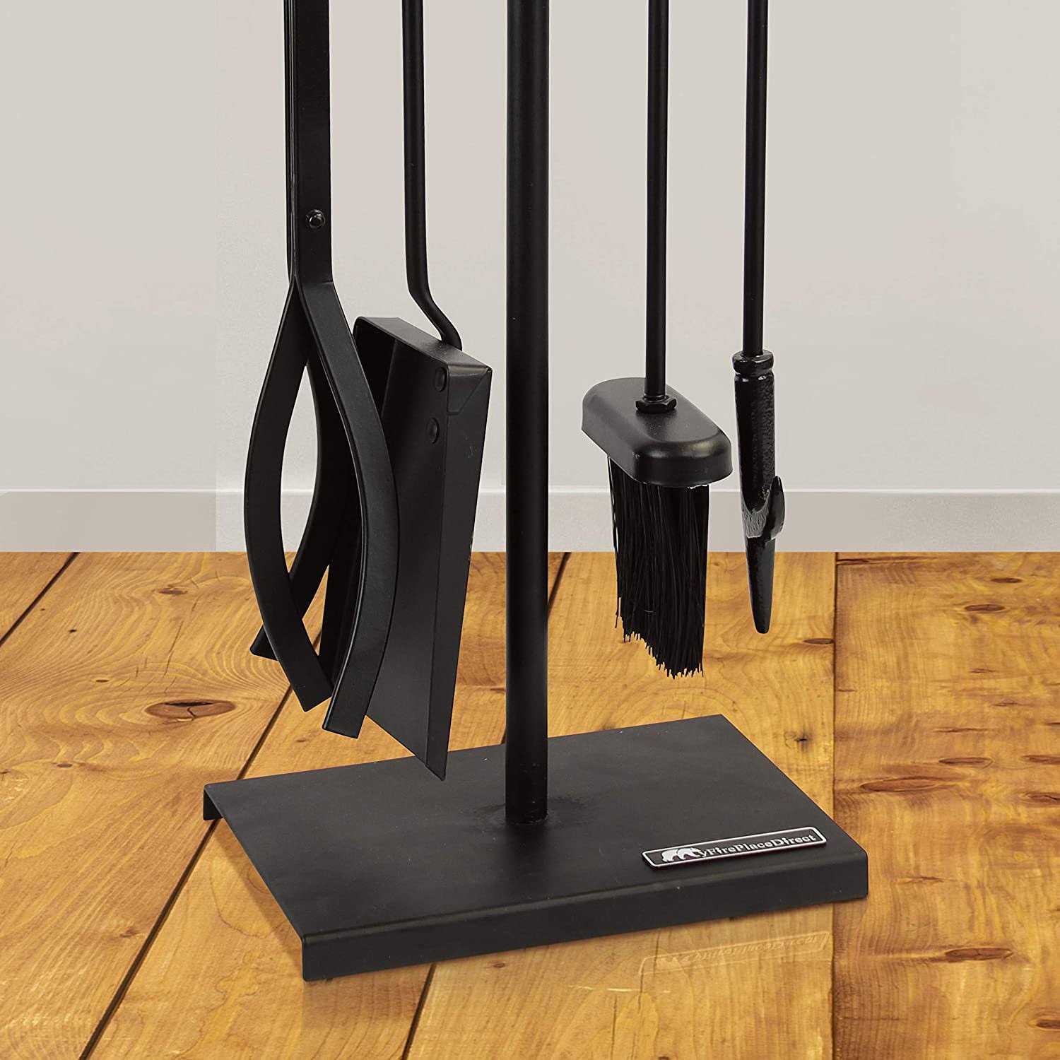 Myfireplacedirect 5 Pieces Fireplace Tools Set Strength Wrought Iron Indoor Outdoor Fire Place Toolset Hearth Accessories Kit with Fireplace Brush - Image 3