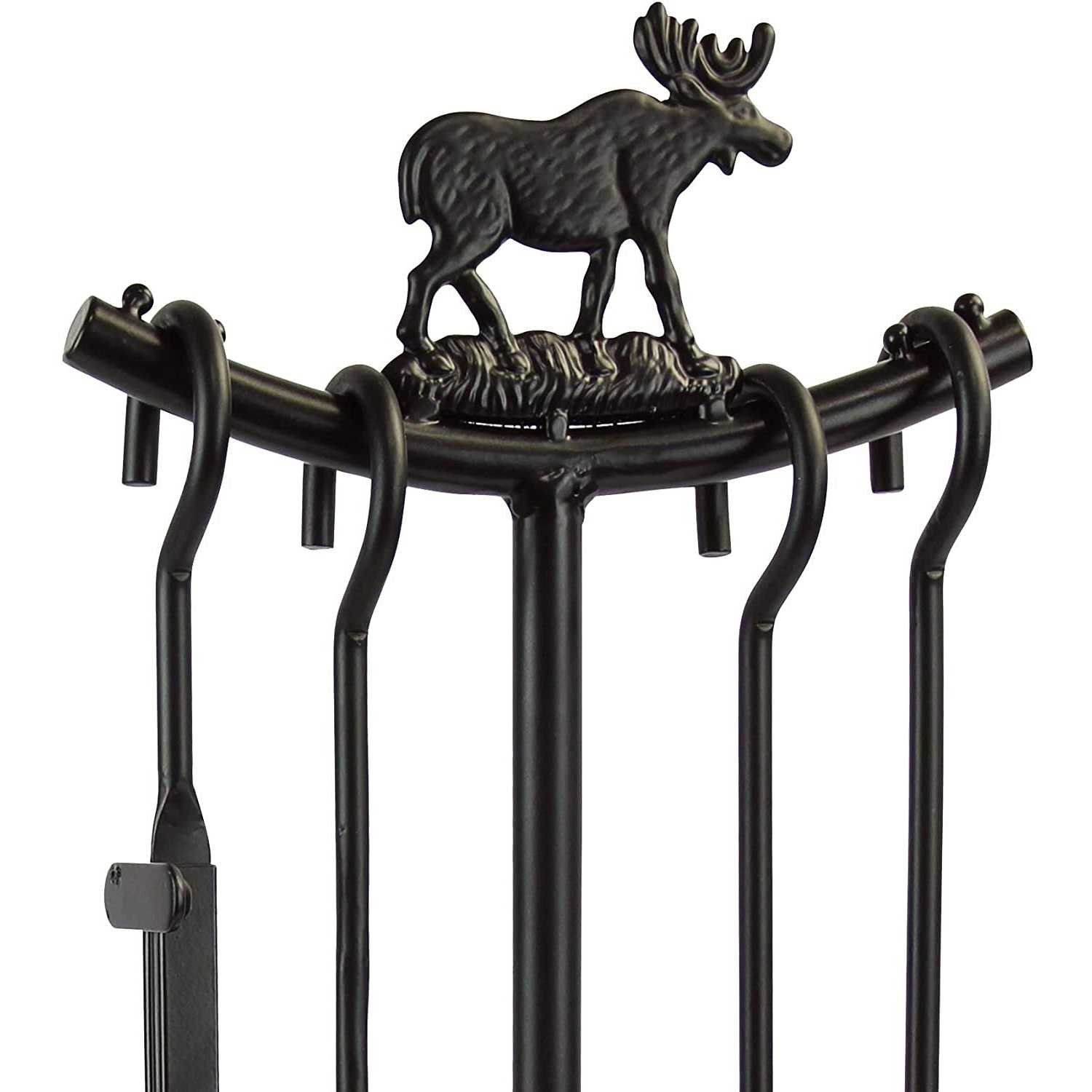 Myfireplacedirect 5 Pieces Fireplace Tools Set Strength Wrought Iron Indoor Outdoor Fire Place Toolset Hearth Accessories Kit with Fireplace Brush - Image 4