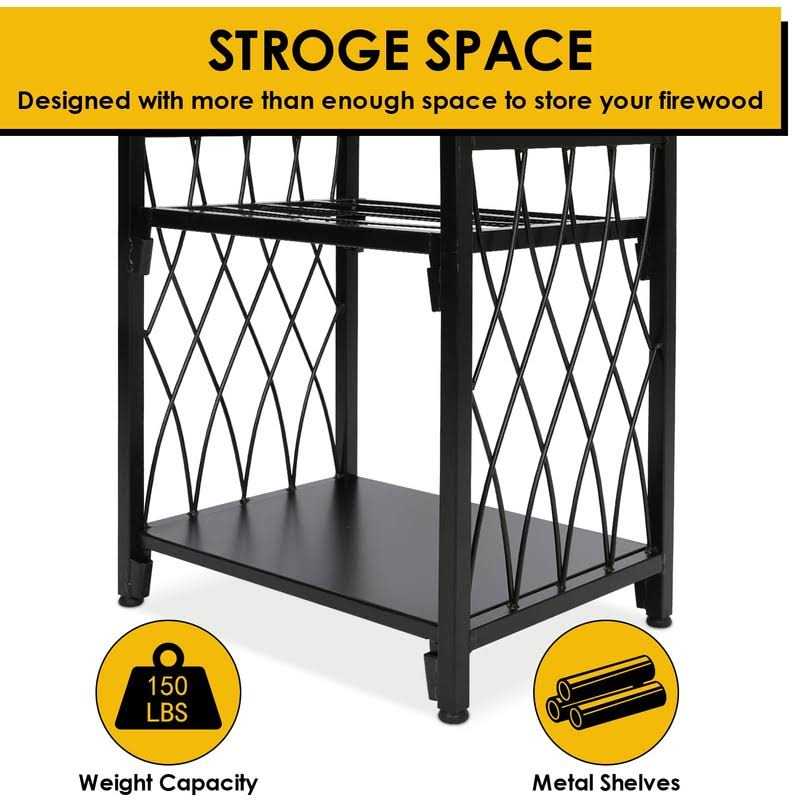 MYFIREPLACEDIRECT Firewood Rack with 4 Fireplace Tools Fireplace Tool Sets Log Rack Outdoor Heavy-Duty Log Wood Storage Accessory for Indoor Fire - Image 5