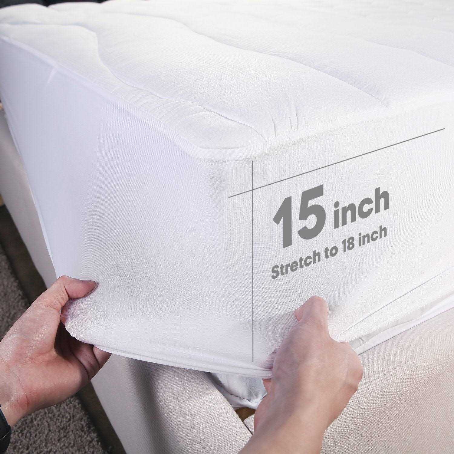 Bedsure Size Mattress Pad Soft Mattress Cover Padded Quilted Fitted Mattress Deep Pocket - Image 3