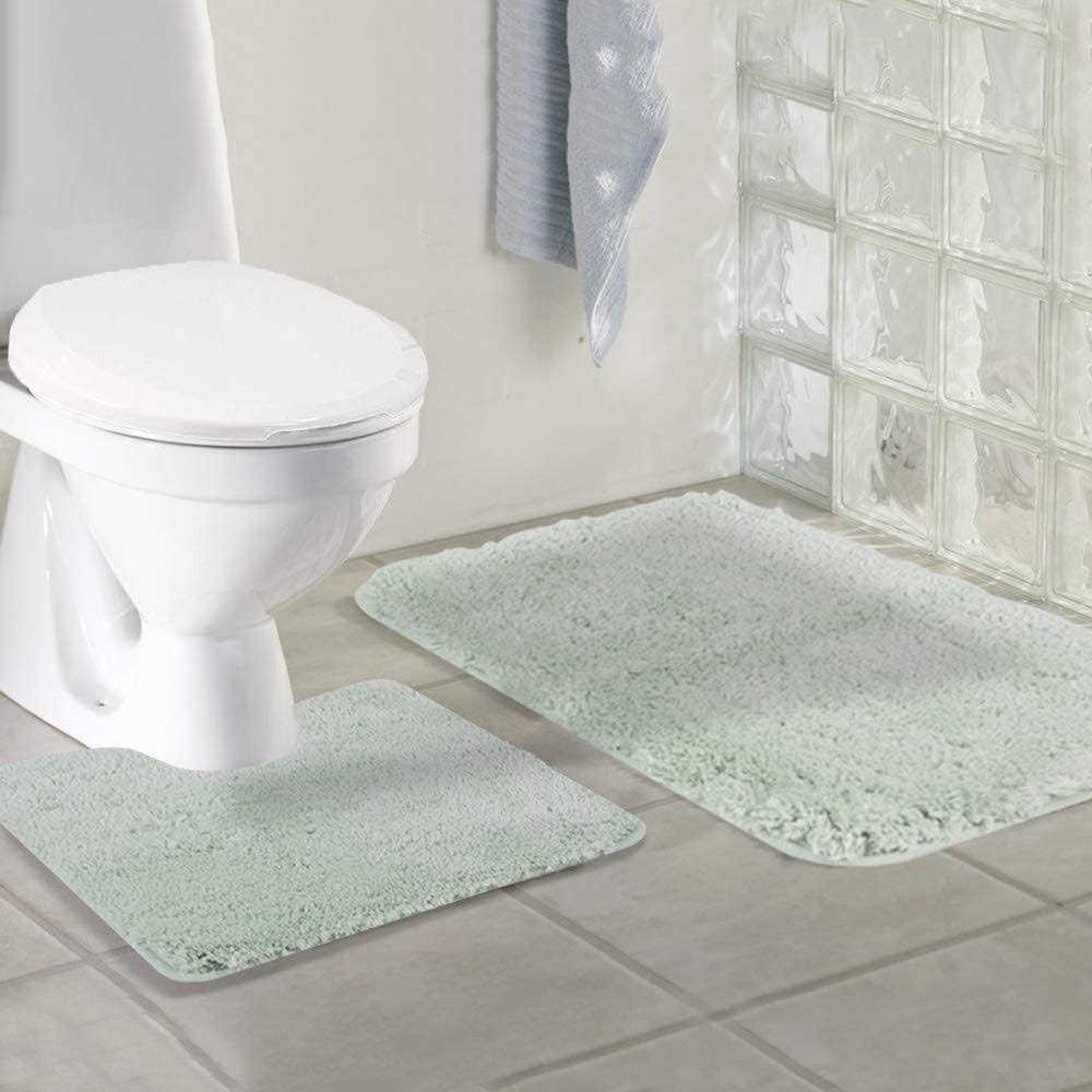 Walensee Bathroom Contour Rug Non Slip Bath Mat for Bathroom Water Absorbent Soft Microfiber Shaggy Bathroom Mat Machine Washable Bath - Image 5