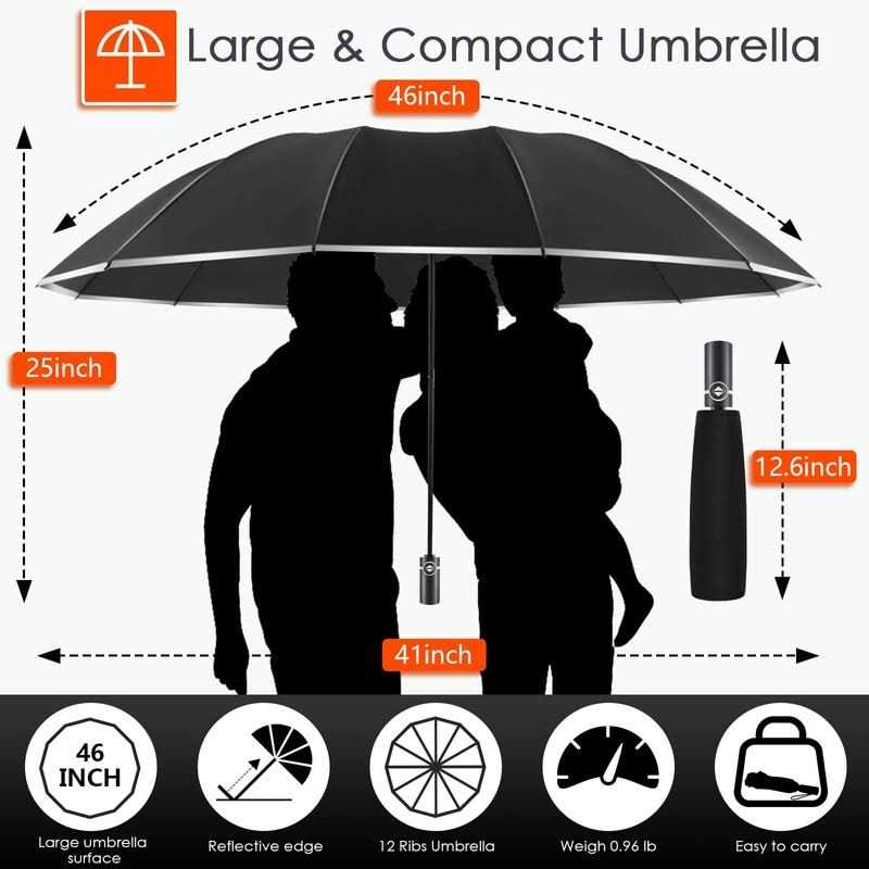 Bodyguard Inverted Umbrella Large Windproof Umbrellas for Rain & Sun - Image 3