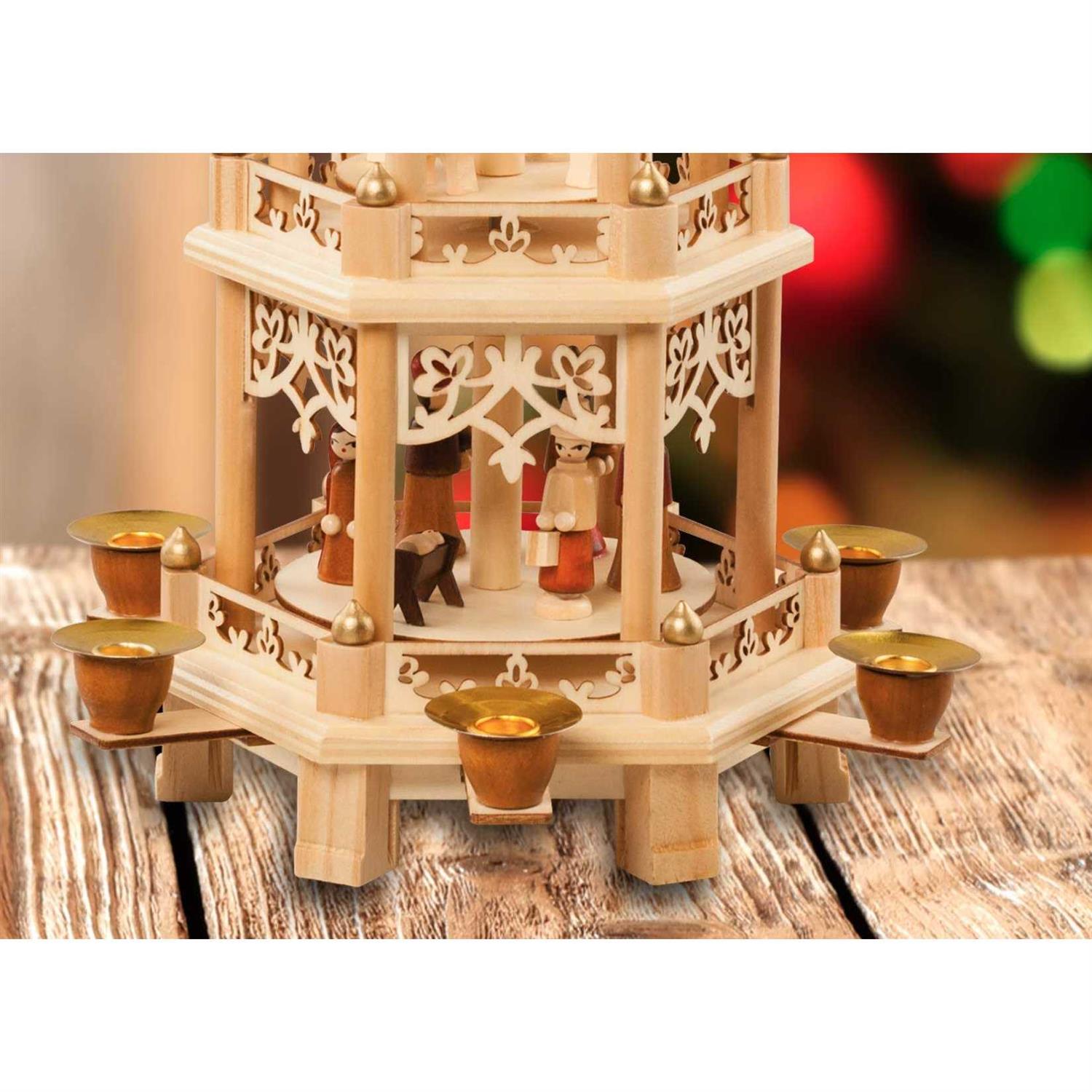 German Christmas Decoration Pyramid 18 Inches Nativity Scene. Holiday Nativity C - Image 3