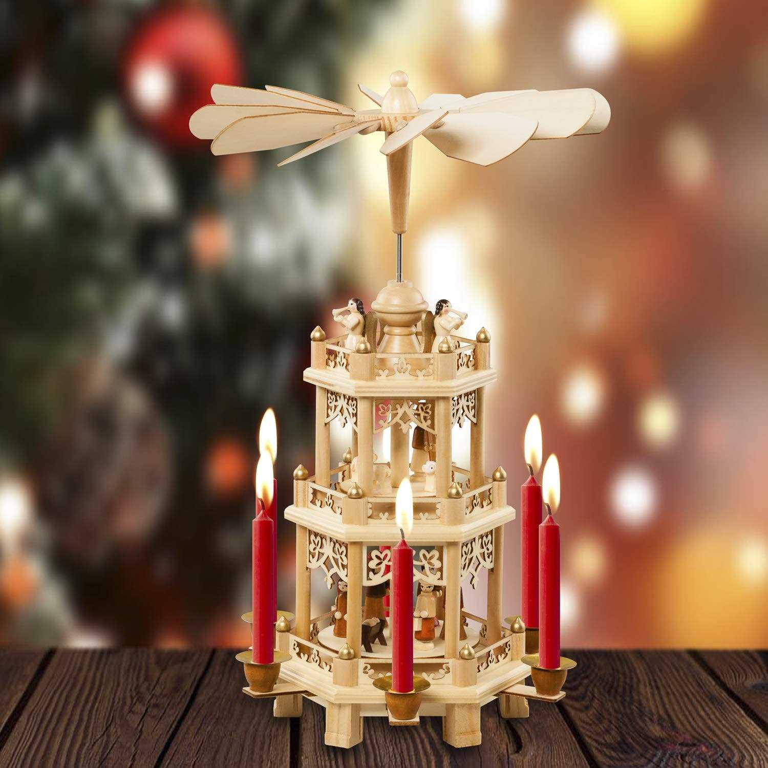 German Christmas Decoration Pyramid 18 Inches Nativity Scene. Holiday Nativity C - Image 4