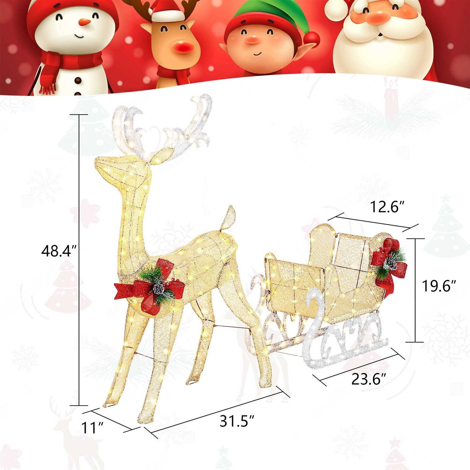 Futzca Christmas Light Holiday Reindeer & Sleigh - Image 4