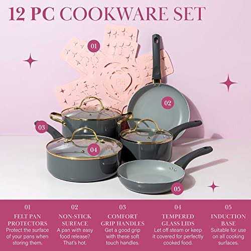 Paris Hilton Epic Nonstick Pots and Pans Set Multi-layer Coating - Image 5